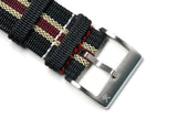 Black Beige Red 2-Piece Ribbed Nylon Watch Strap