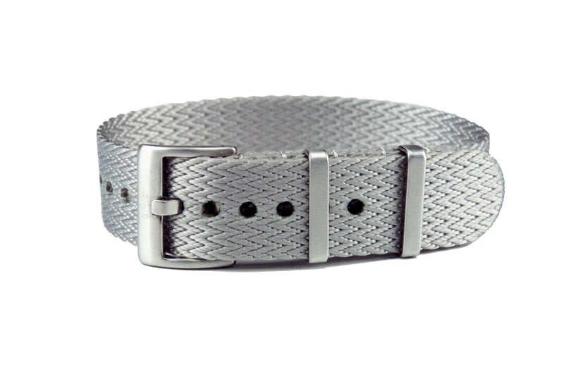 Silver Single Pass Seatbelt Watch Strap