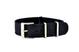 22mm Black Seatbelt Nylon Watch Strap (Classic Length)