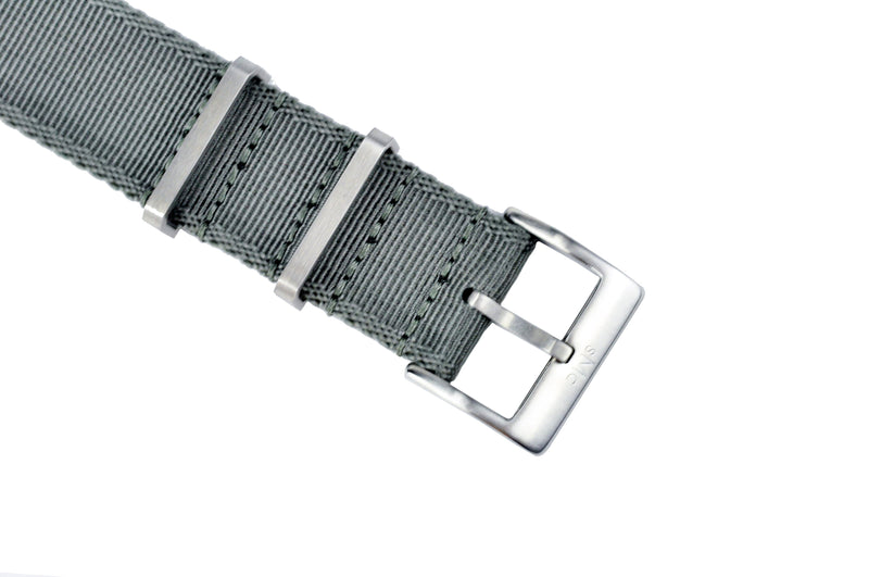 22mm Grey Seatbelt Nylon Watch Strap (Classic Length)