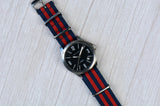 22mm Navy Blue and Red Bond Nylon Watch Strap (Classic Length)