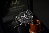 22mm Black Padded Tumbled Leather Strap (Clearance)