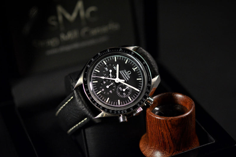 22mm Black Padded Tumbled Leather Strap (Clearance)