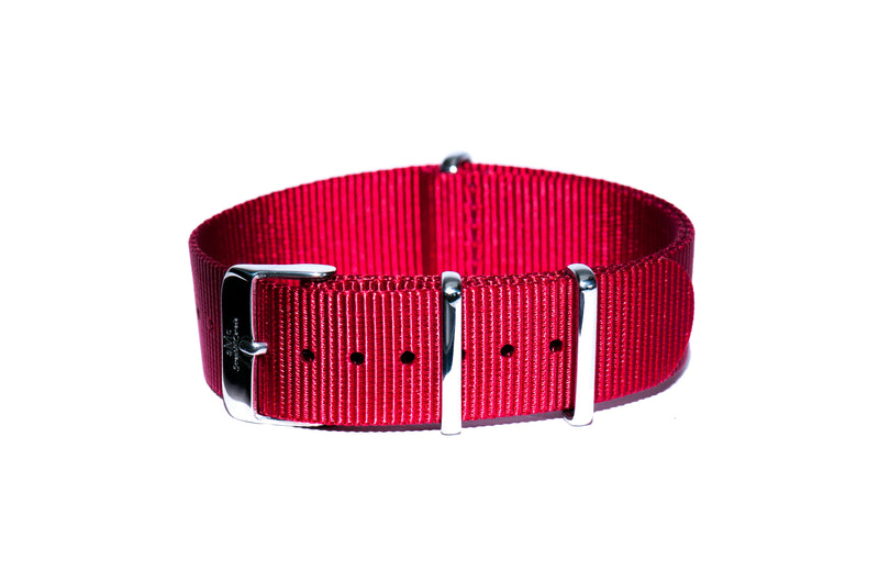 22mm Canadian Red Nylon Watch Strap (Classic Length)