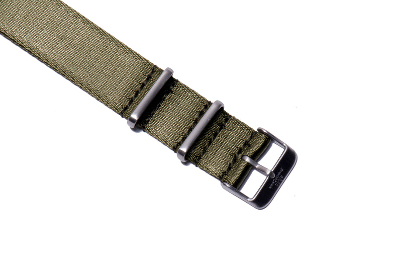 22mm Olive Thin Seatbelt Nylon Watch Strap (Classic Length)