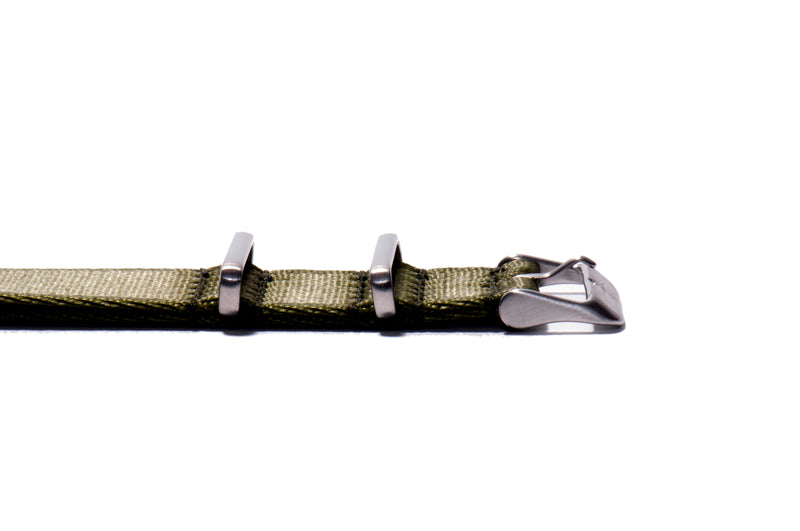 22mm Olive Thin Seatbelt Nylon Watch Strap (Classic Length)