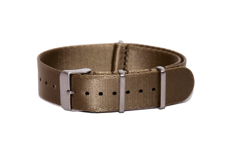 Khaki Thin Seatbelt Nylon Watch Strap (Classic Length)
