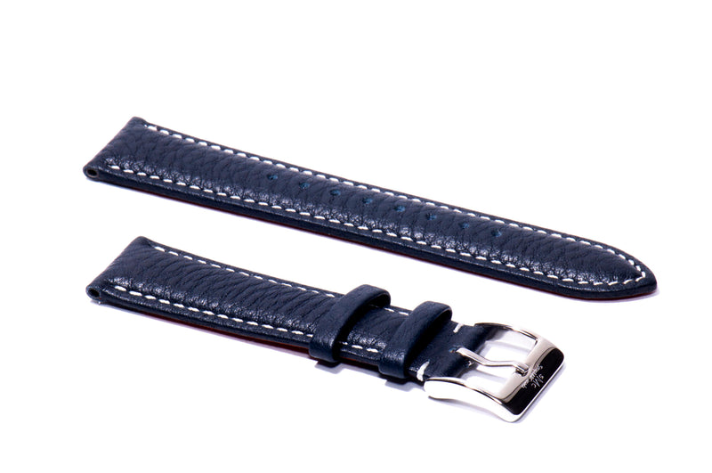Blue Padded Tumbled Leather Strap