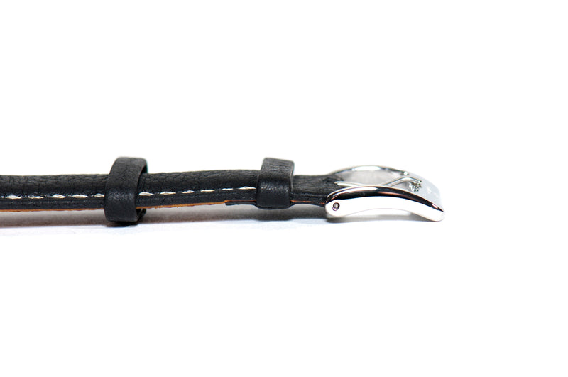 22mm Black Padded Tumbled Leather Strap (Clearance)