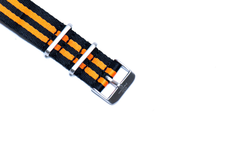 22mm Orange Bond Thin Seatbelt Nylon Watch Strap (Classic Length)