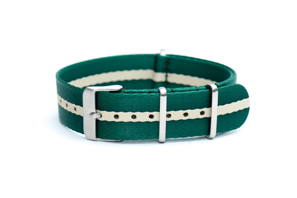 22mm Sacramento Green Stripe Thin Seatbelt Nylon Watch Strap