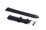 22mm Black Padded Tumbled Leather Strap (Clearance)