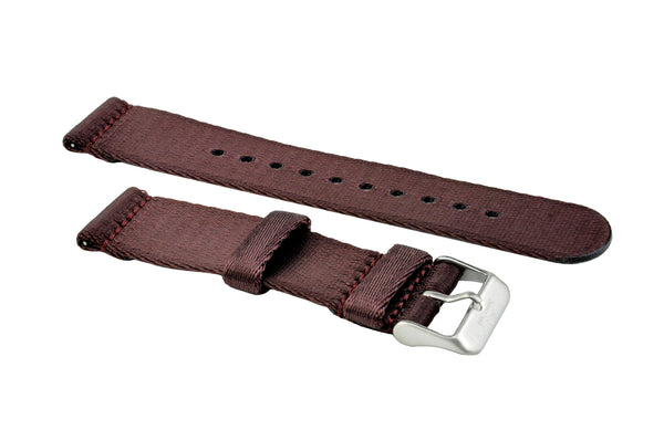 Brown 2-Piece Thin Seatbelt Watch Strap