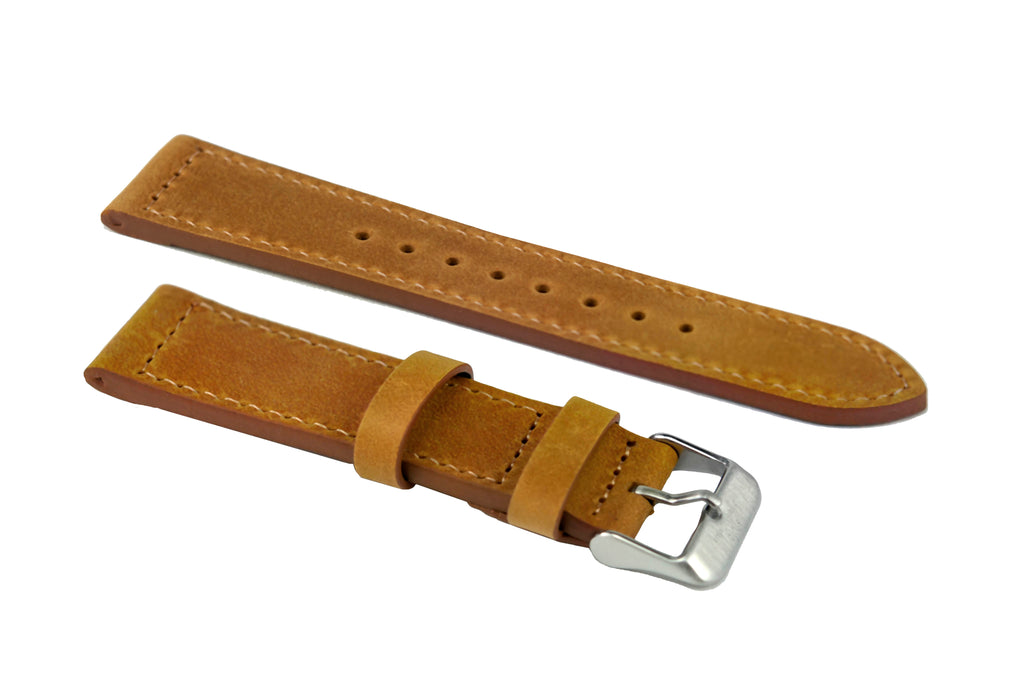 22mm Caramel Crazy Horse Leather Strap