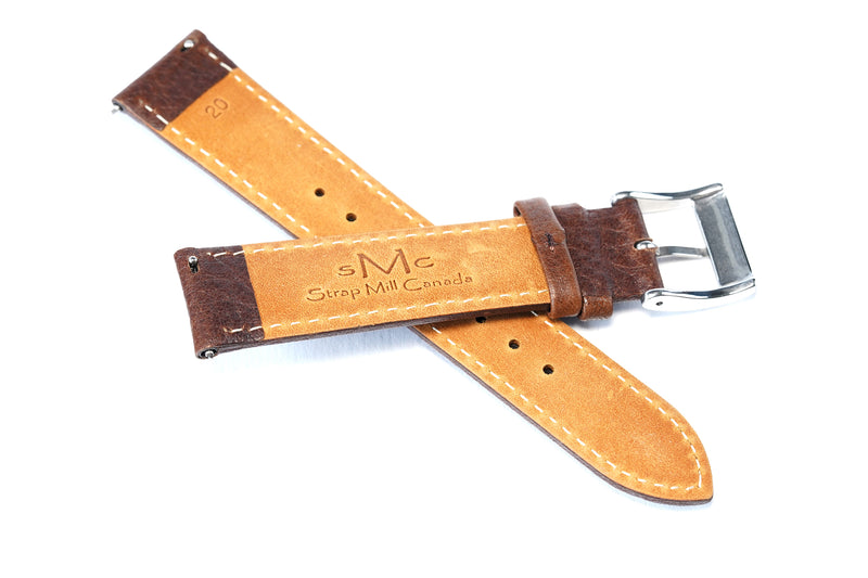 Brown Padded Tumbled Leather Strap