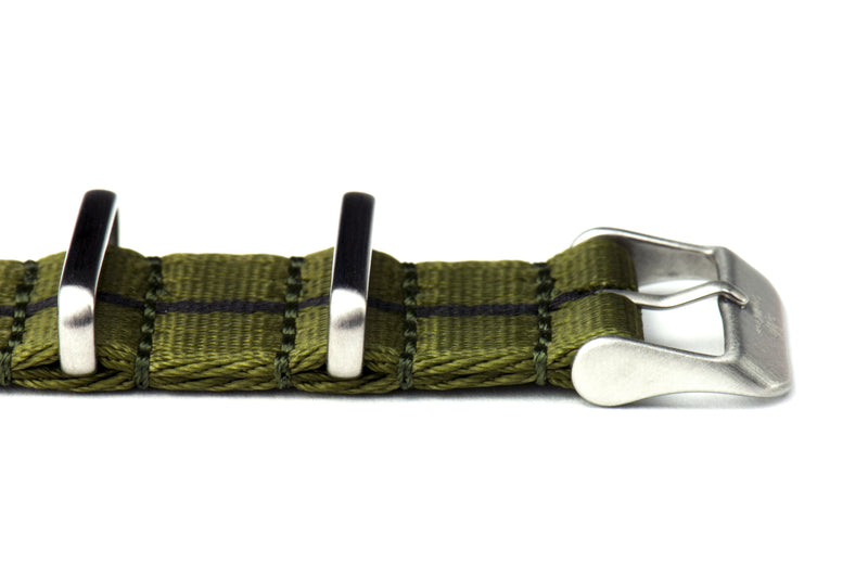 Mill Green Thin Seatbelt Nylon Watch Strap (Classic Length)