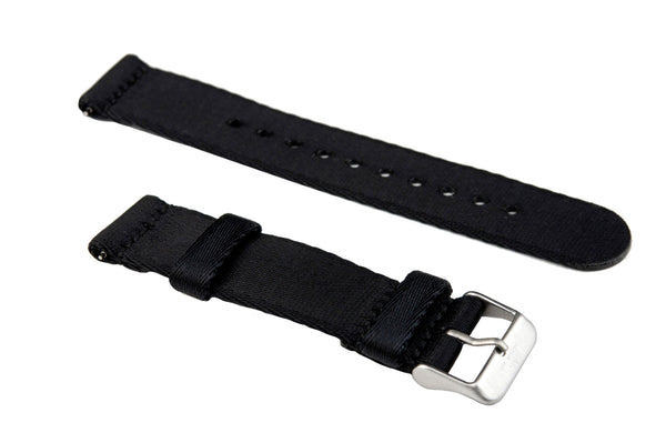 Black 2-Piece Thin Seatbelt Watch Strap