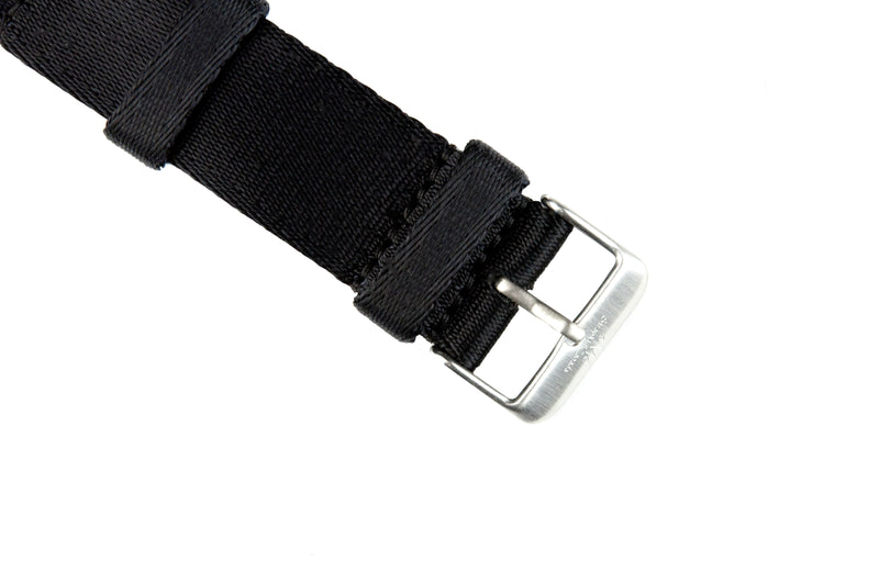 Black 2-Piece Thin Seatbelt Watch Strap (Extended Length Available)