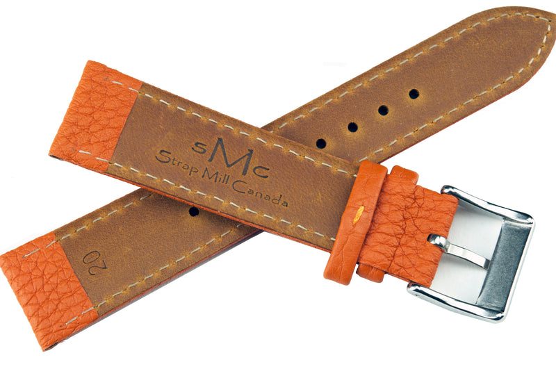 Pumpkin Padded Tumbled Leather Strap