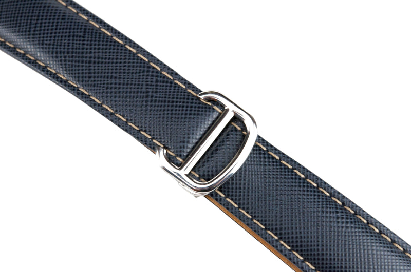 Baltic Blue Saffiano Leather Strap With Deployant Clasp