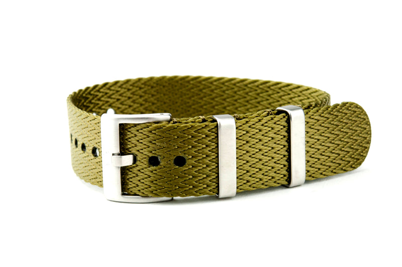 Olive Single Pass Seatbelt Watch Strap