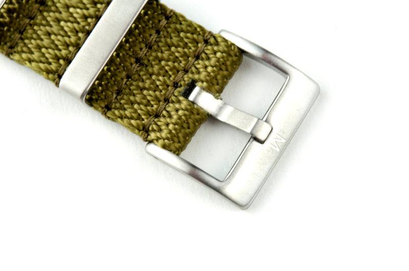 Olive Single Pass Seatbelt Watch Strap