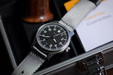 Grey 2-Piece Thin Seatbelt Watch Strap