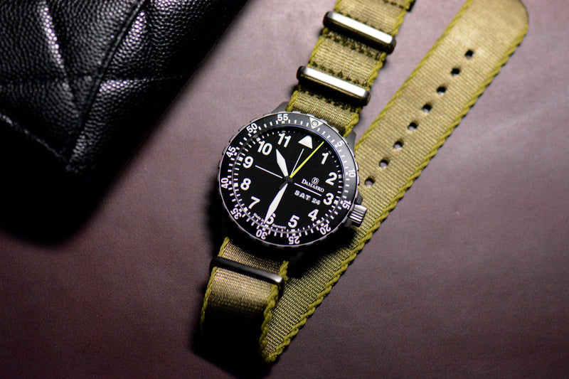 Olive Mustard Thin Seatbelt Nylon Watch Strap