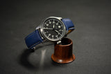 Blue Saffiano Leather Strap With Deployant Clasp