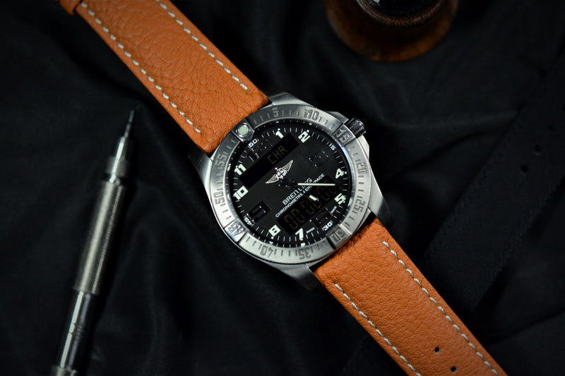 Pumpkin Padded Tumbled Leather Strap