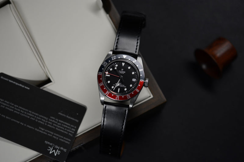 22mm Black Shell Cordovan Leather Strap (Clearance)