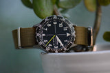 22mm Army Green Cross Stitched Nylon Watch Strap (Clearance)