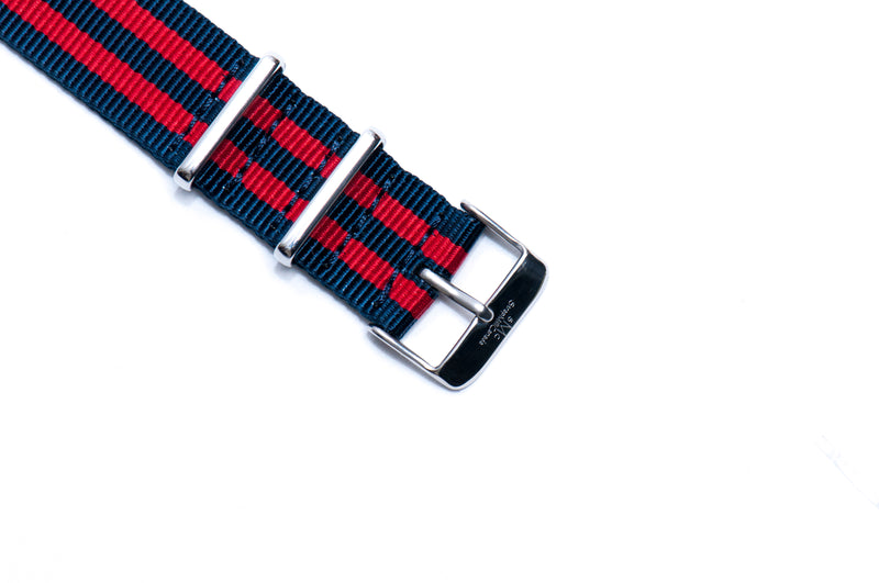 Navy Blue and Red Bond Nylon Watch Strap