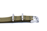 Strap Mill Canada Army Green cross stitched nato watch strap side view.