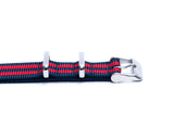 Navy Blue and Red Bond Nylon Watch Strap