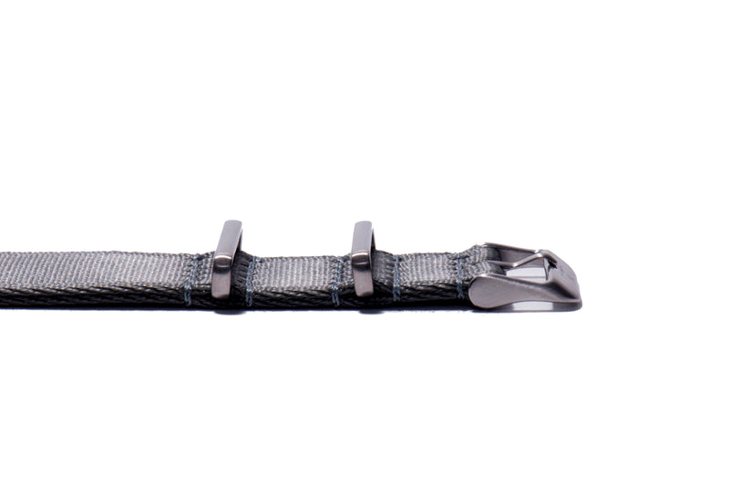 Grey Thin Seatbelt Nylon Watch Strap