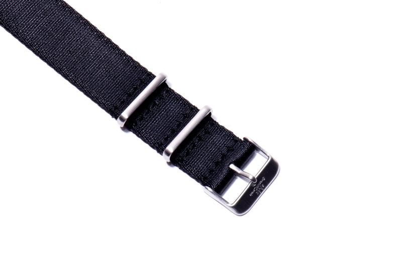 22mm Black Thin Seatbelt Nylon Watch Strap