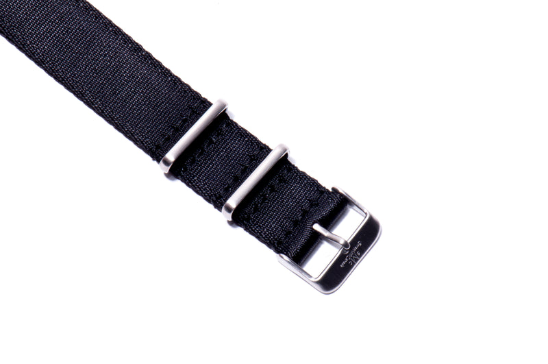 Black Thin Seatbelt Nylon Watch Strap