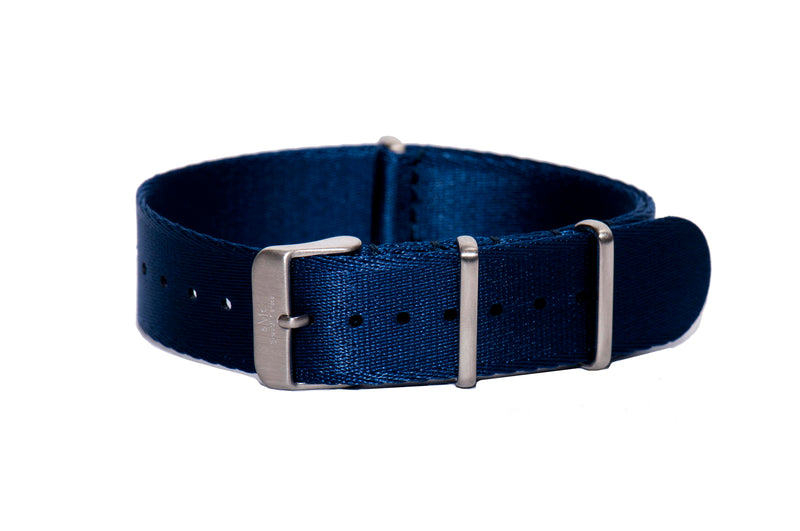 22mm Royal Blue Thin Seatbelt Nylon Watch Strap (Classic Length)