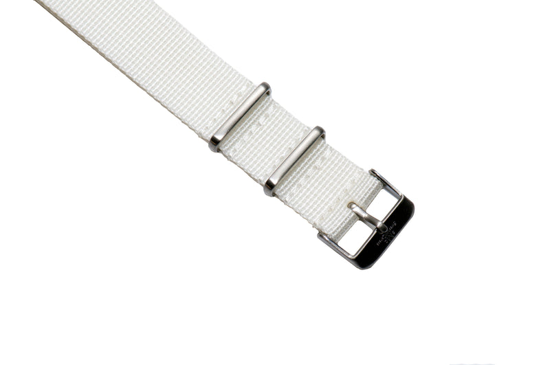 22mm Snow White Cross Stitched Nylon Watch Strap (Classic Length)