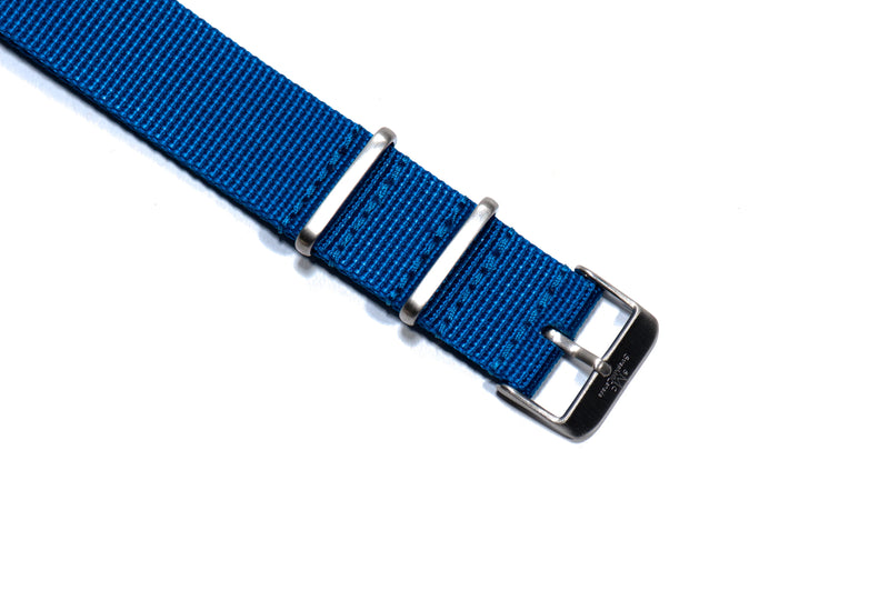 22mm Egyptian Blue Cross Stitched Nylon Watch Strap (Classic Length)