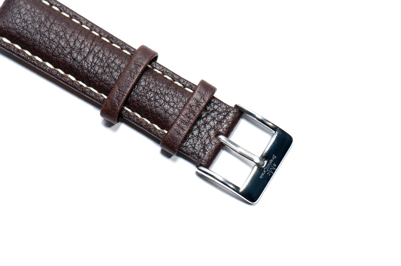 22mm Brown Padded Tumbled Leather Strap (Clearance)
