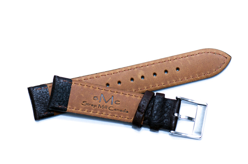 22mm Brown Padded Tumbled Leather Strap (Clearance)