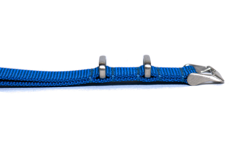 22mm Egyptian Blue Cross Stitched Nylon Watch Strap (Classic Length)