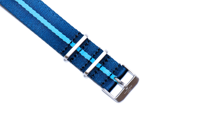 Blue Stripe Thin Seatbelt Nylon Watch Strap