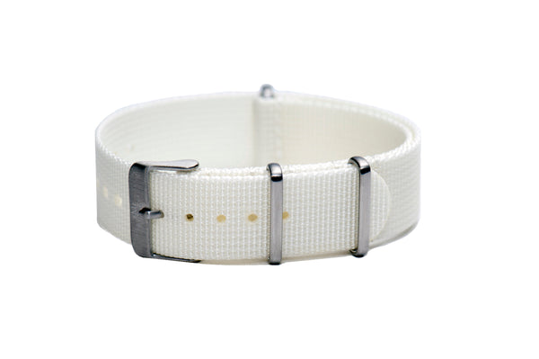 22mm Snow White Cross Stitched Nylon Watch Strap (Classic Length)