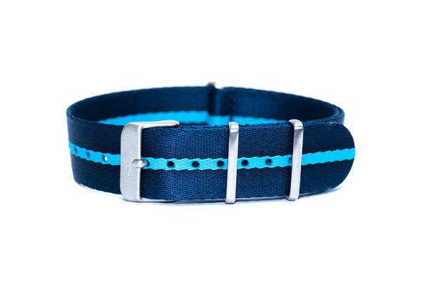 Blue Stripe Thin Seatbelt Nylon Watch Strap