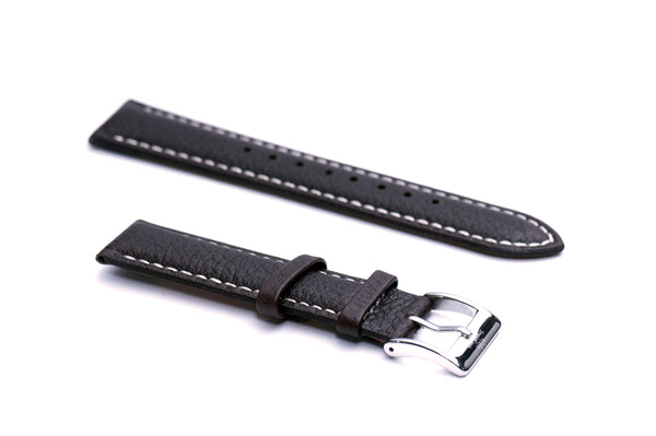 22mm Brown Padded Tumbled Leather Strap (Clearance)