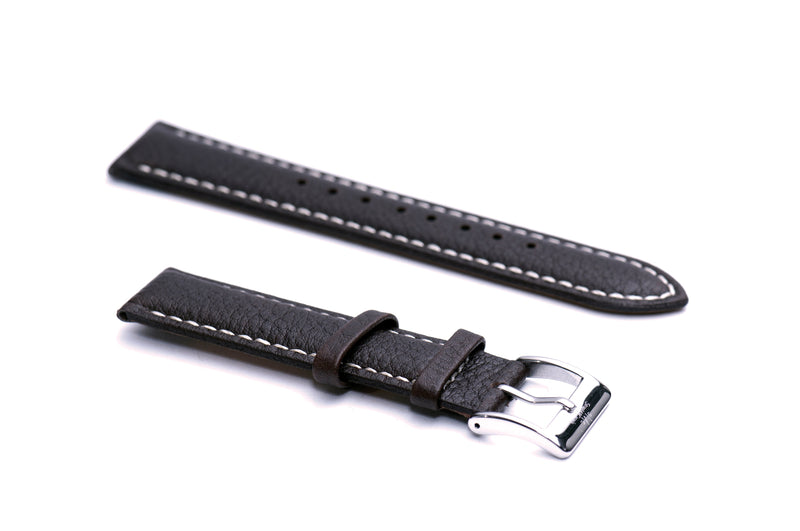 22mm Brown Padded Tumbled Leather Strap (Clearance)