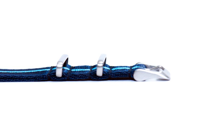 Blue Stripe Thin Seatbelt Nylon Watch Strap